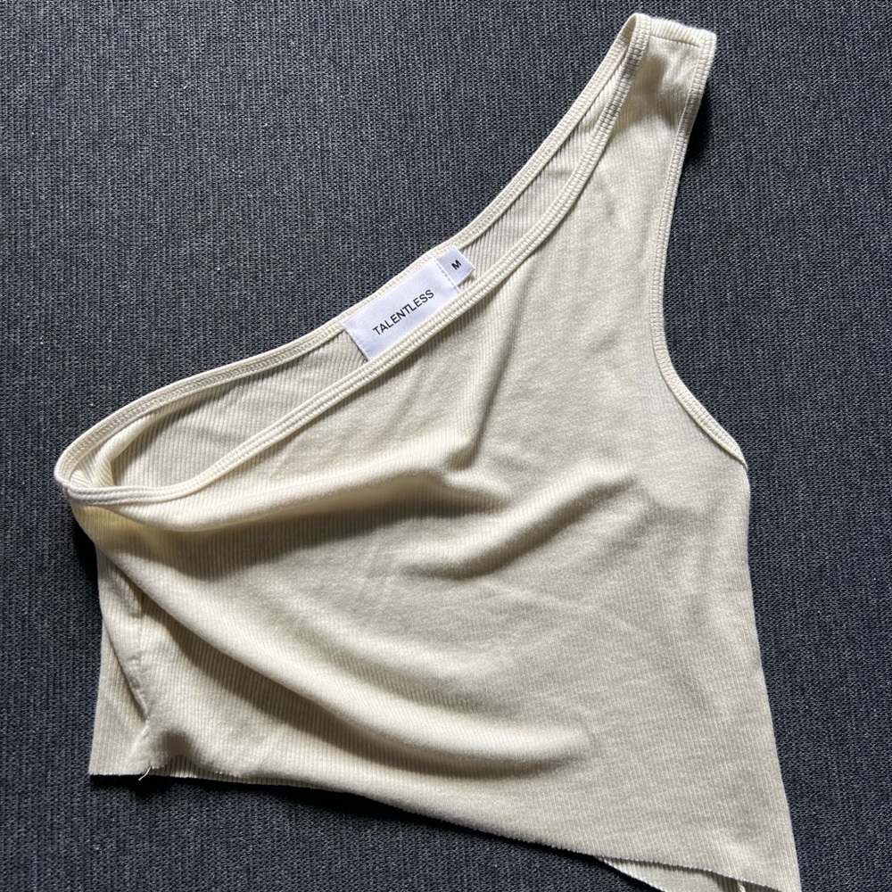TALENTLESS Cream Ribbed Top